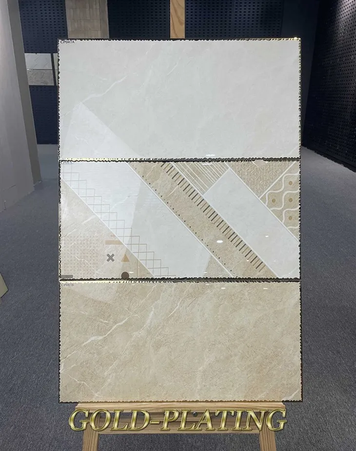 Flower Design Glossy Gold Porcelain Tiles II